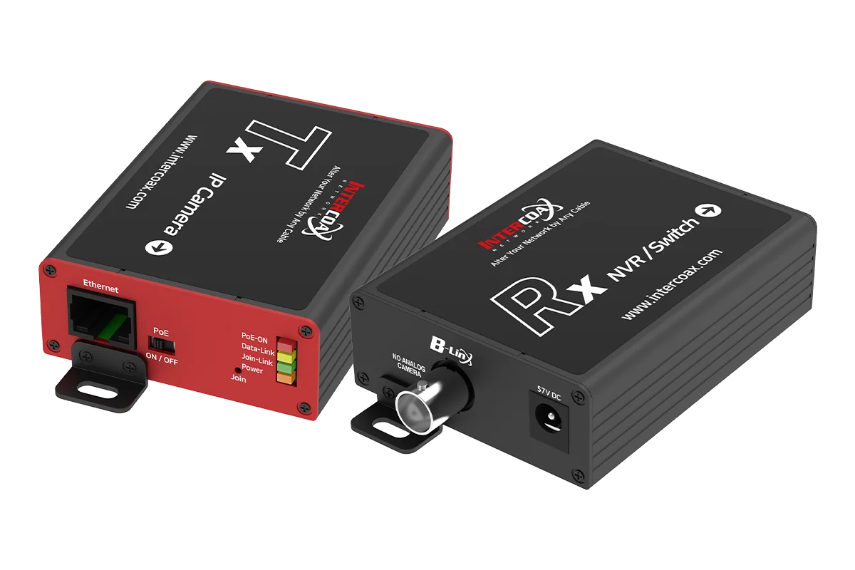 Professional Single Port IP & PoE over Coax Set (1200m/4000ft end-to-end converters)