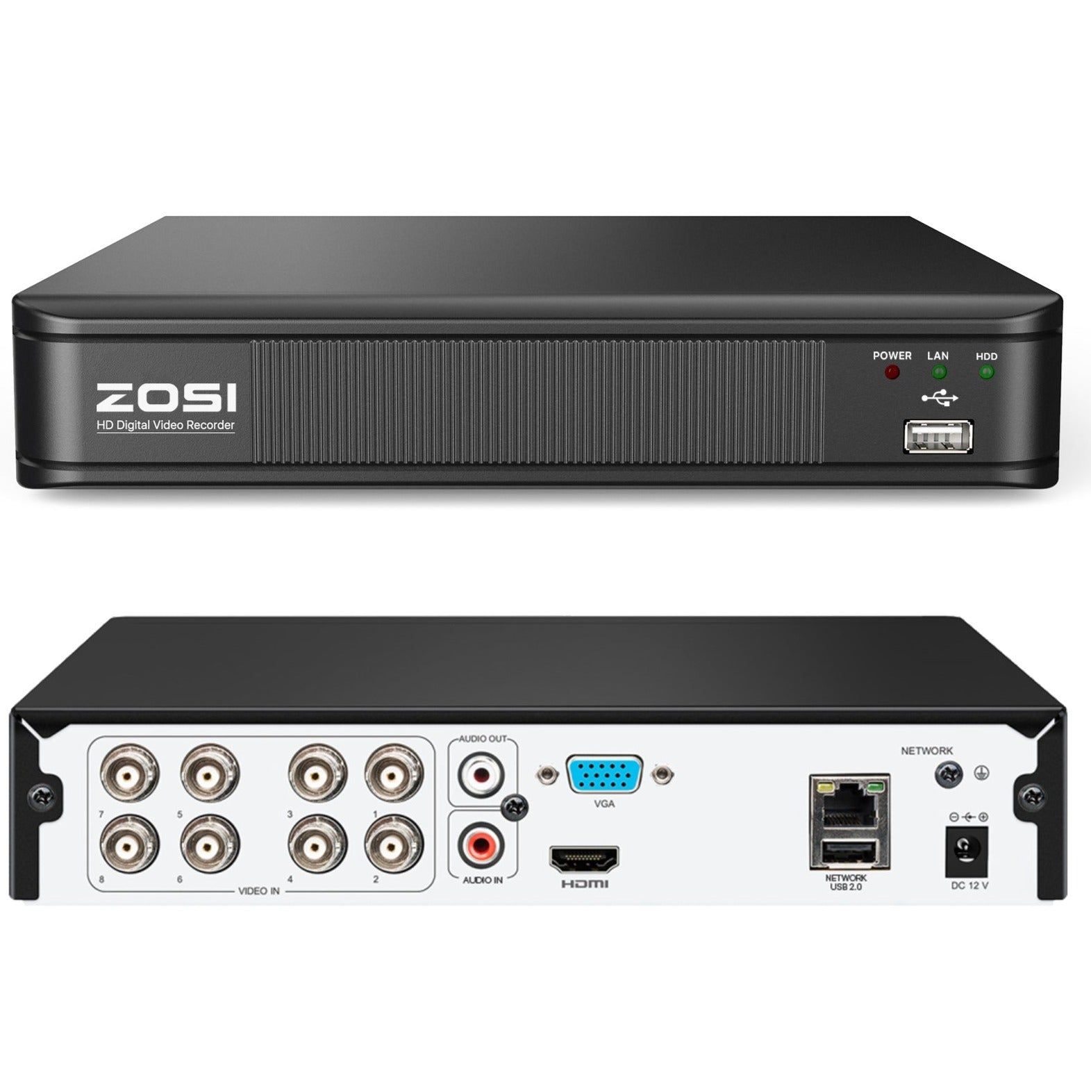 Included 8-channel analog DVR — 8VNA-106X419W4S-10